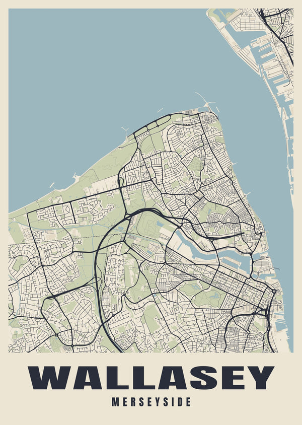 Wallasey Street Map Poster