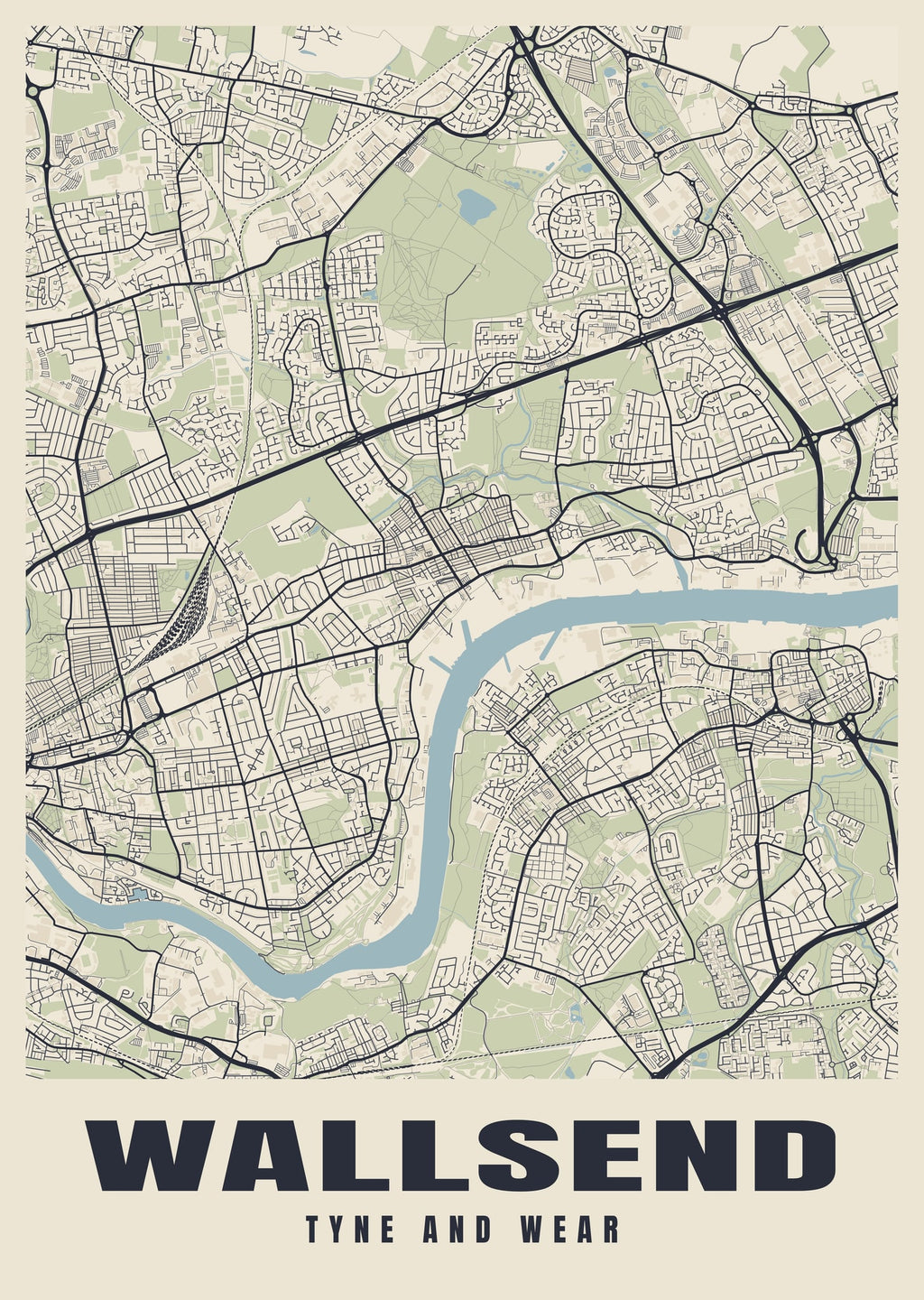 Street map poster of Wallsend, Tyne and Wear
