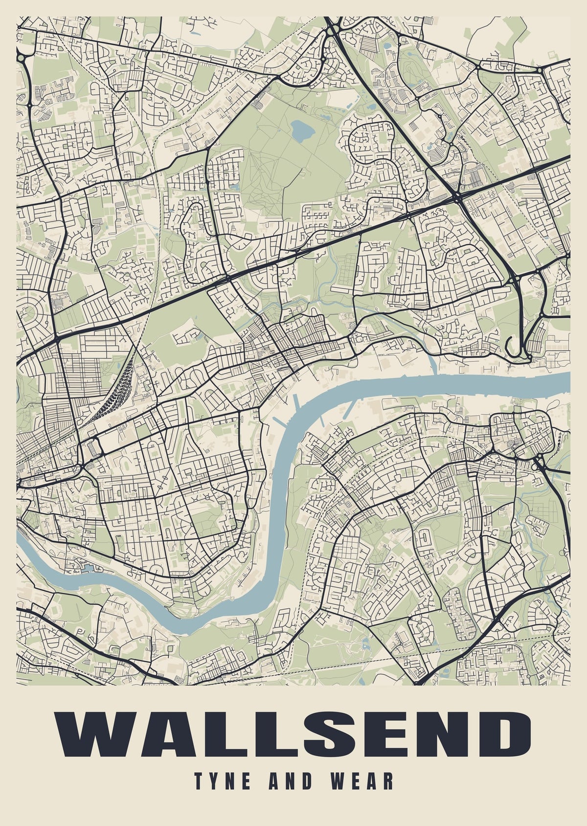 Street map poster of Wallsend, Tyne and Wear