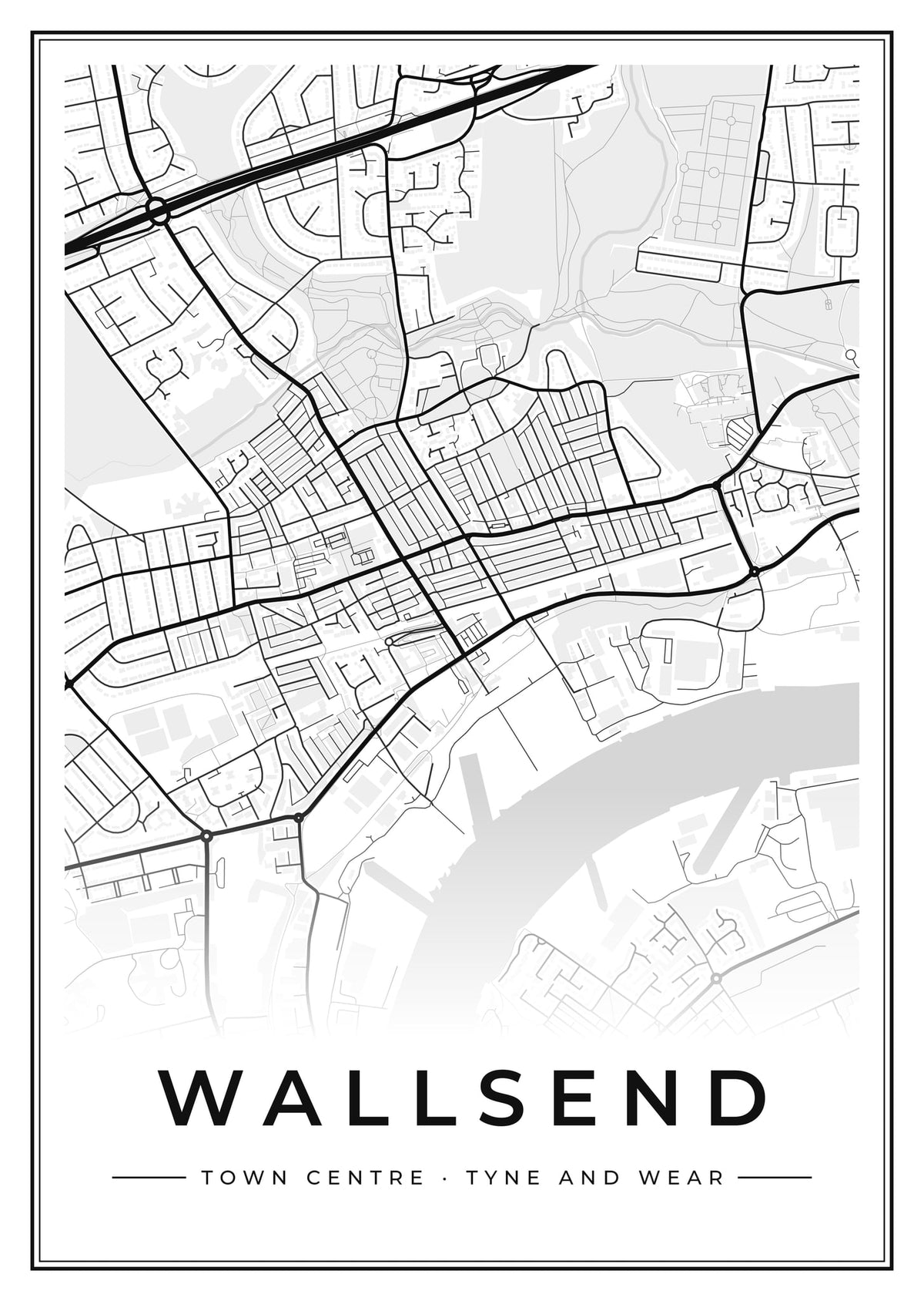 Street map poster of Wallsend town centre, Tyne and Wear