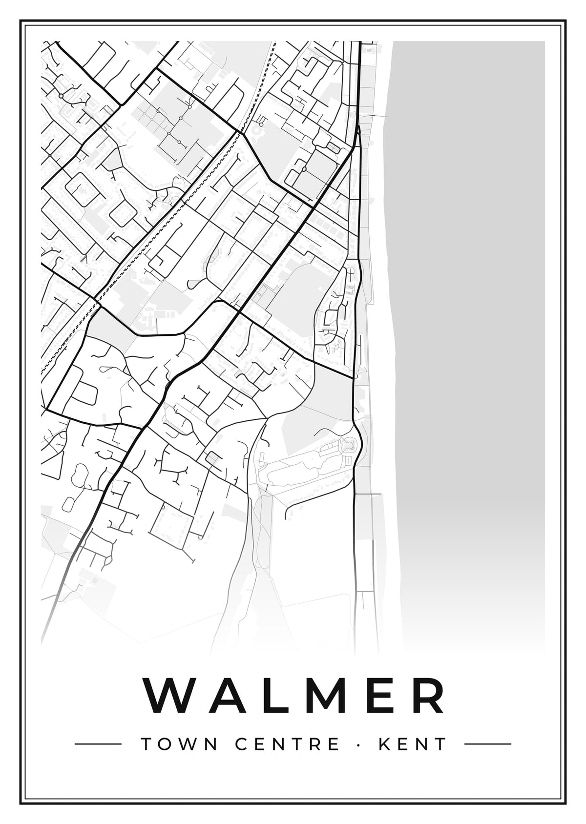 Street map poster of Walmer town centre, Kent