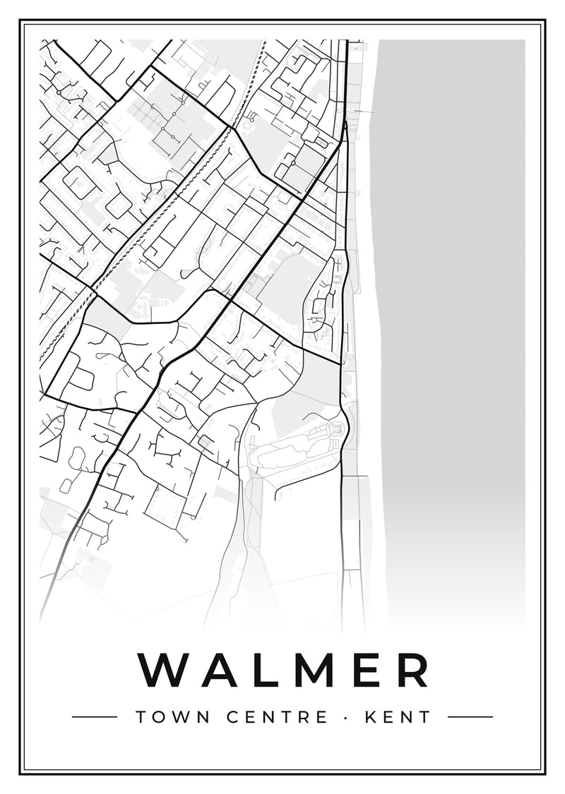 Walmer Town Centre Street Map Poster