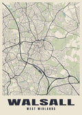 Street map poster of Walsall, West Midlands