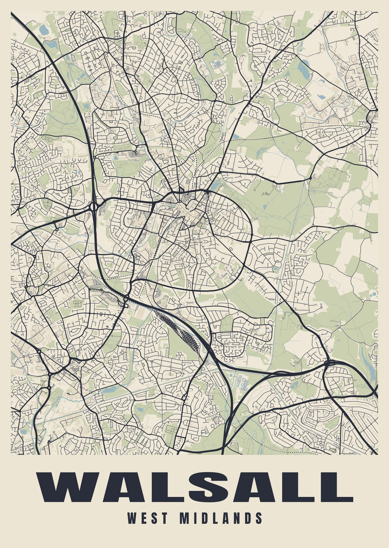 Walsall Street Map Poster