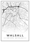 Street map poster of Walsall town centre, West Midlands