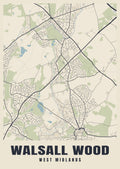 Street map poster of Walsall Wood, West Midlands