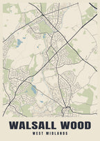 Street map poster of Walsall Wood, West Midlands