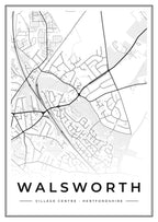 Street map poster of Walsworth village centre, Hertfordshire