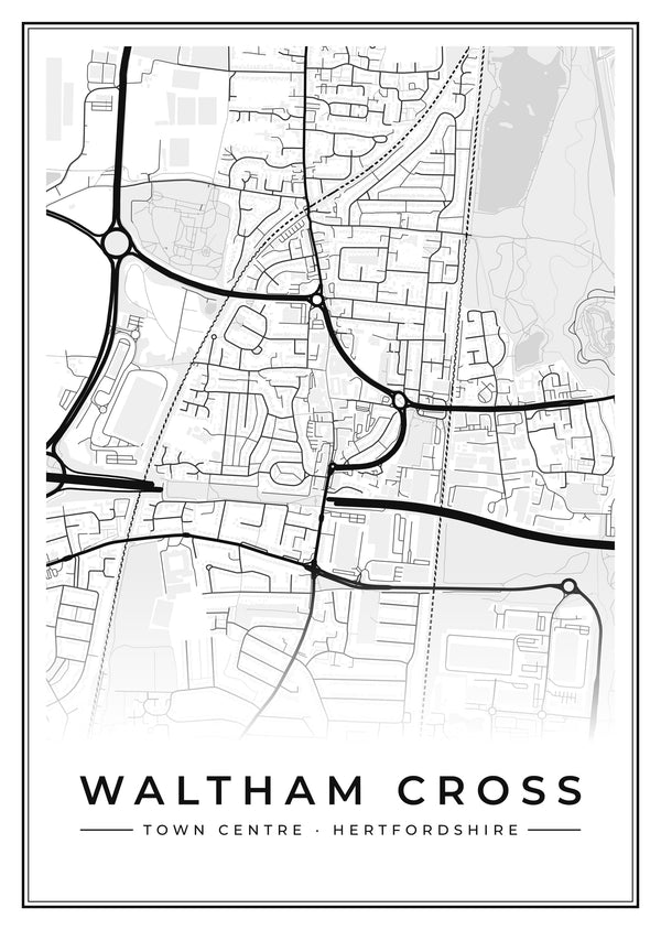 Waltham Cross Town Centre Street Map Poster