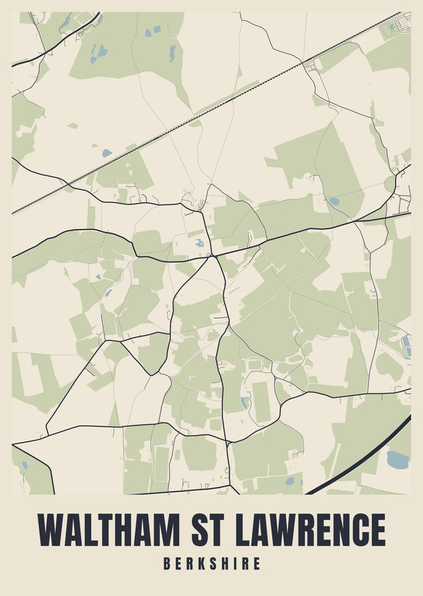 Waltham St Lawrence Street Map Poster