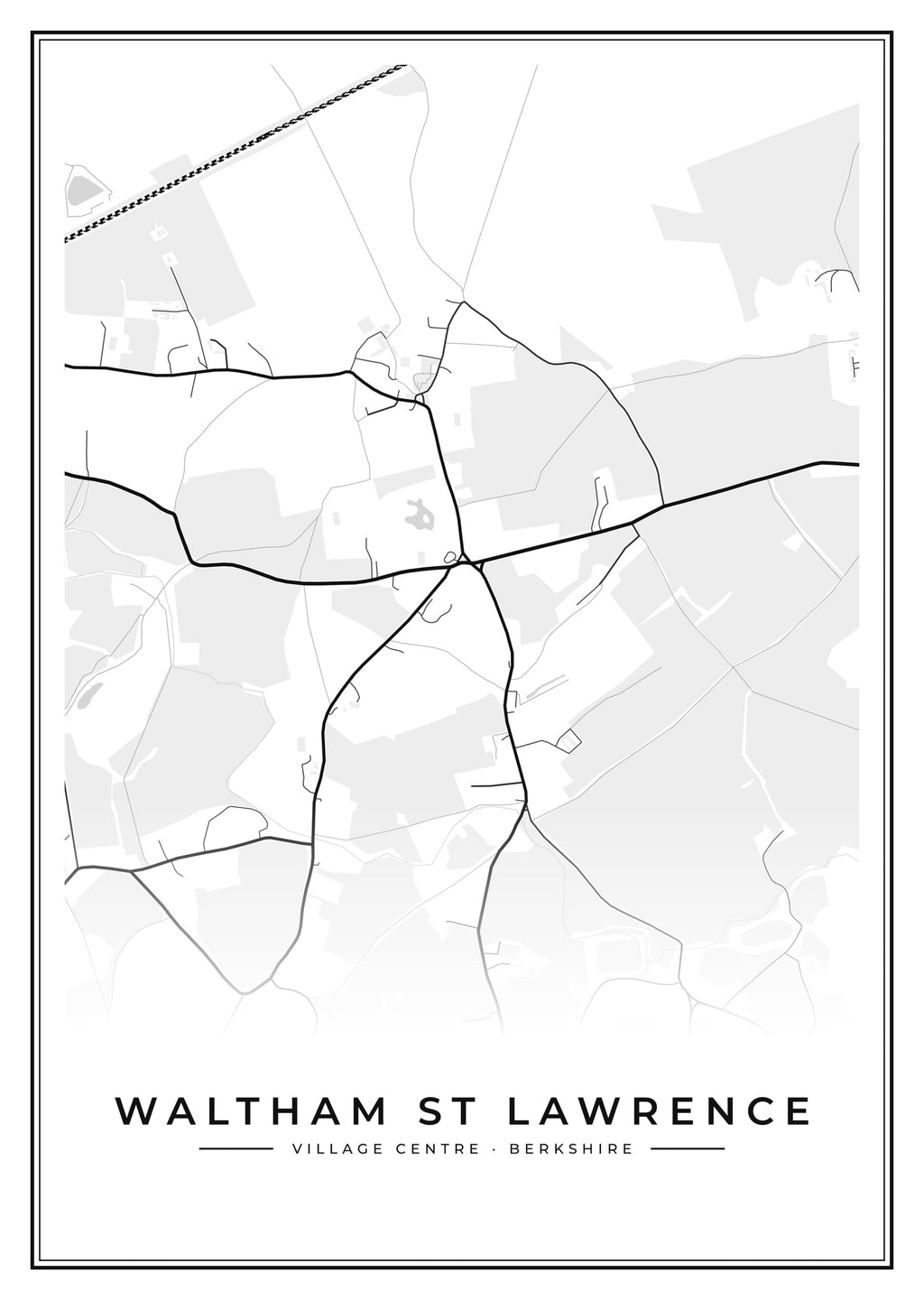 Street map poster of Waltham St Lawrence village centre, Berkshire