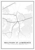 Street map poster of Waltham St Lawrence village centre, Berkshire