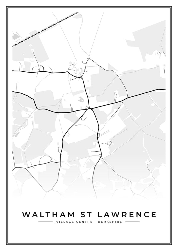 Waltham St Lawrence Village Centre Street Map Poster
