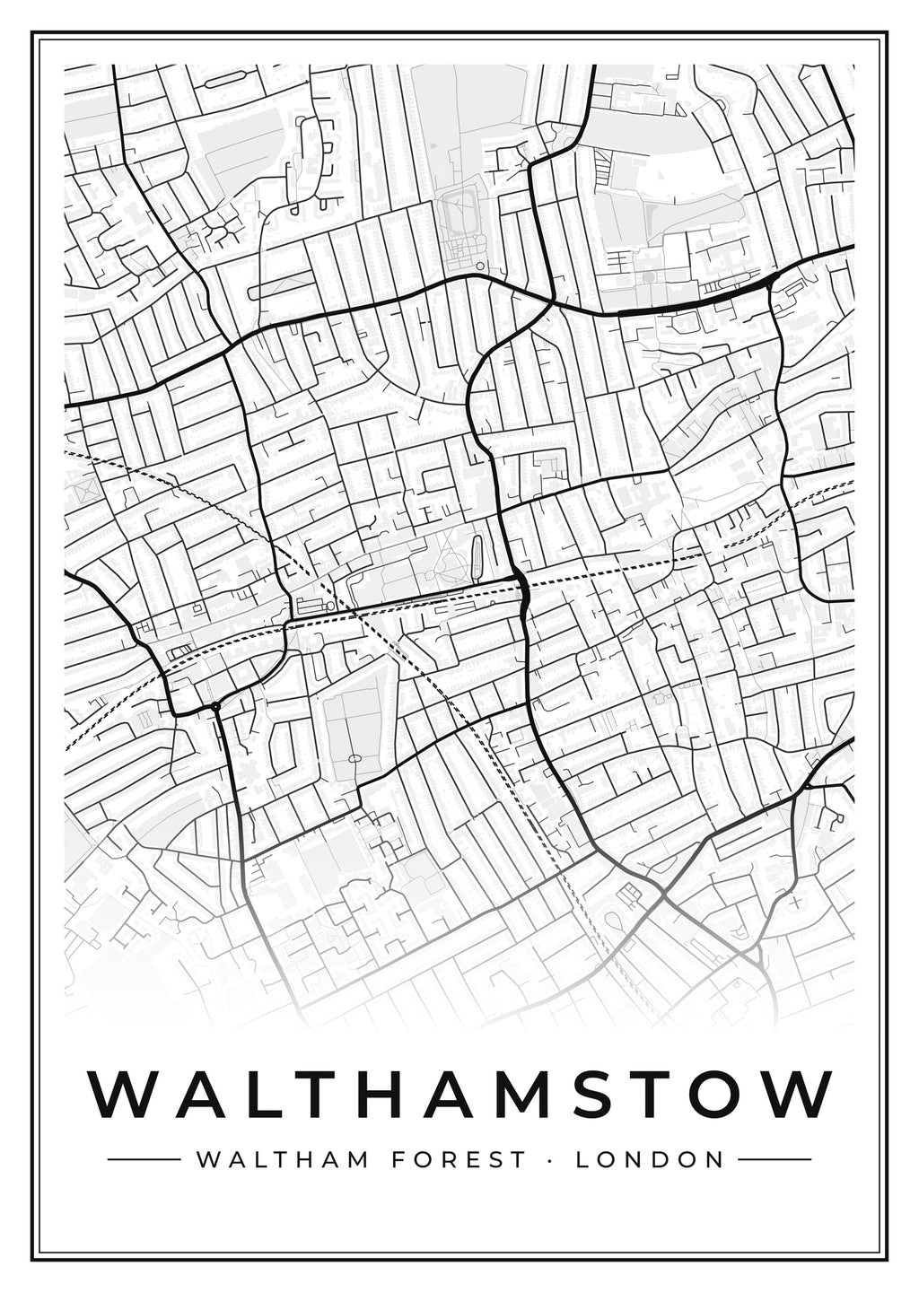 Street map poster of Walthamstow, Waltham Forest, London