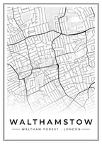 Street map poster of Walthamstow, Waltham Forest, London