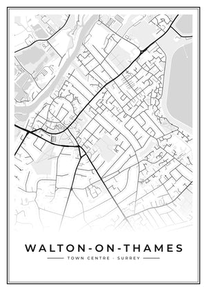 Walton-on-Thames Town Centre Street Map Poster