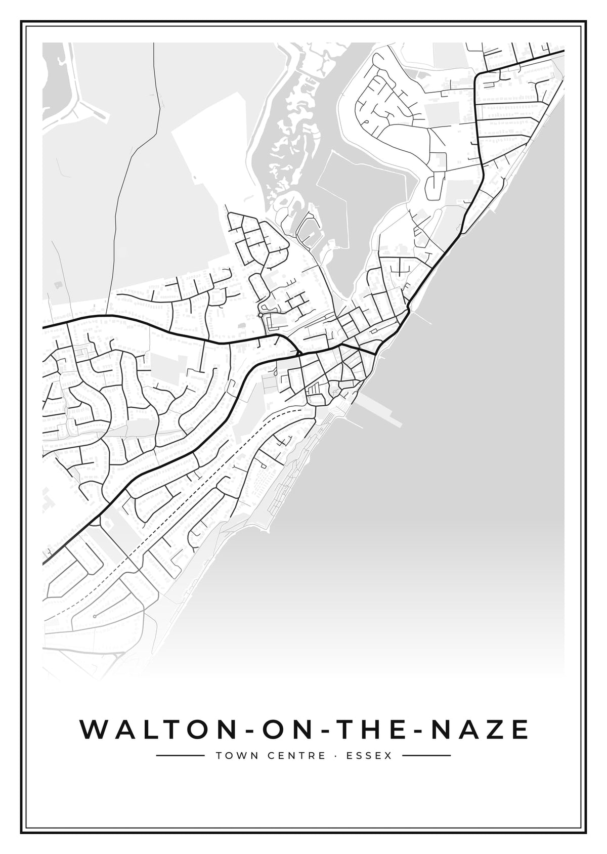 Street map poster of Walton-on-the-Naze town centre, Essex