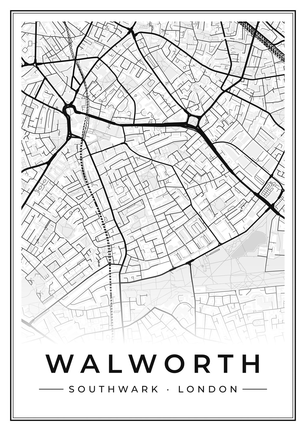 Street map poster of Walworth, Southwark, London