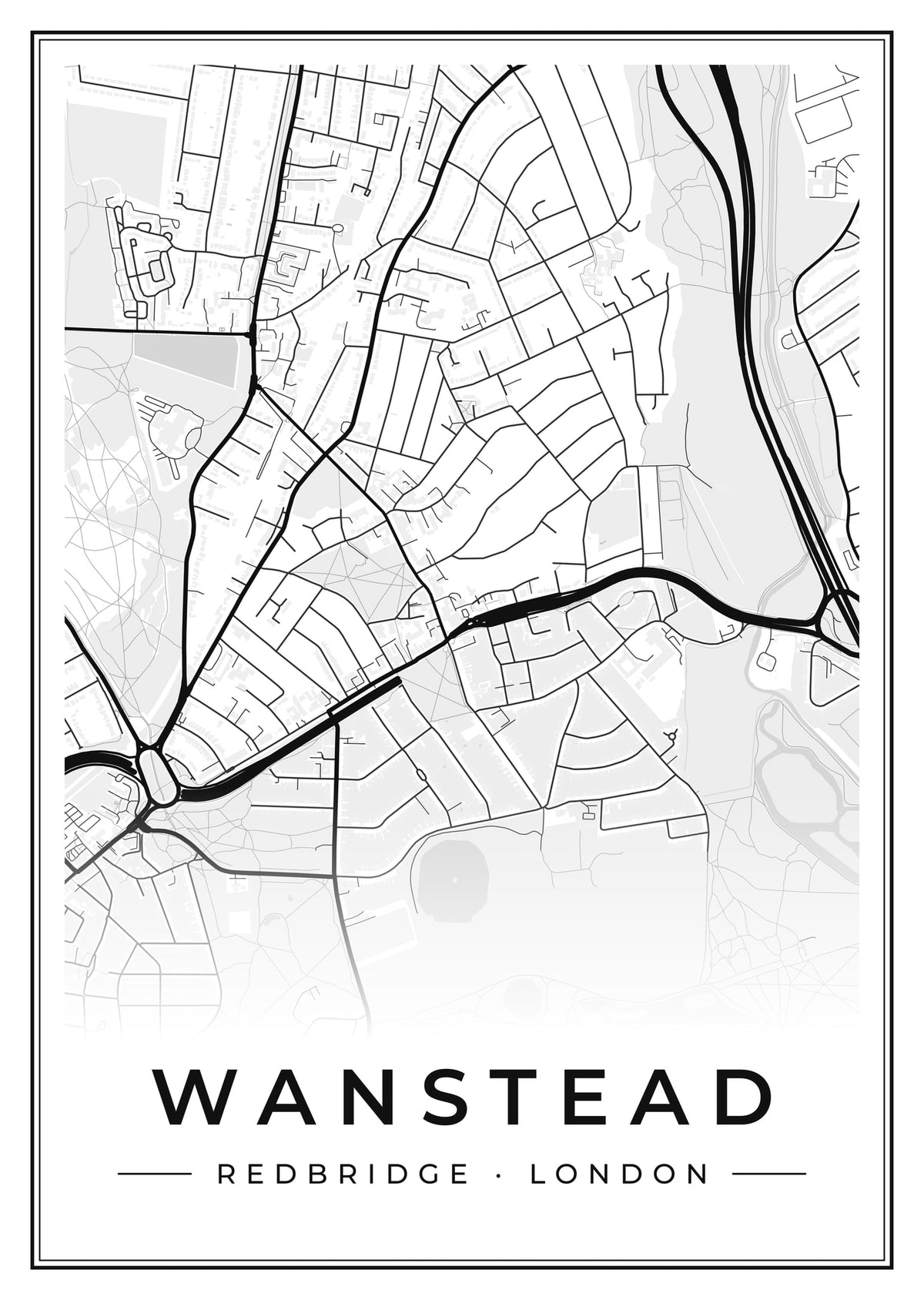 Street map poster of Wanstead, Redbridge, London