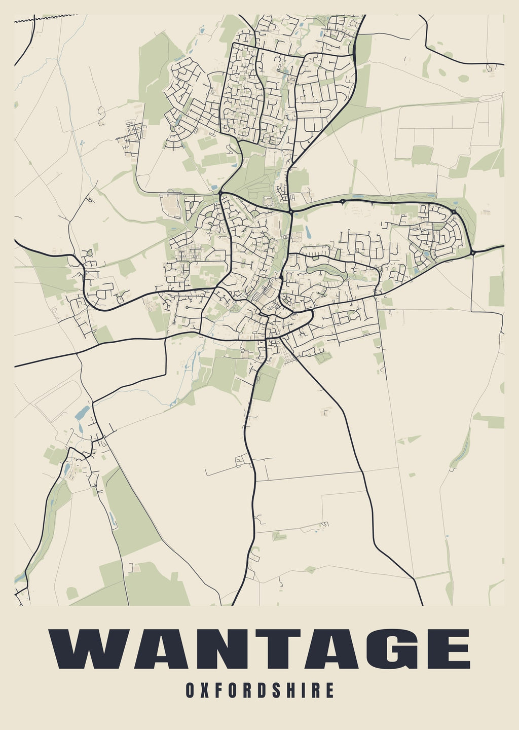 Street map poster of Wantage, Oxfordshire
