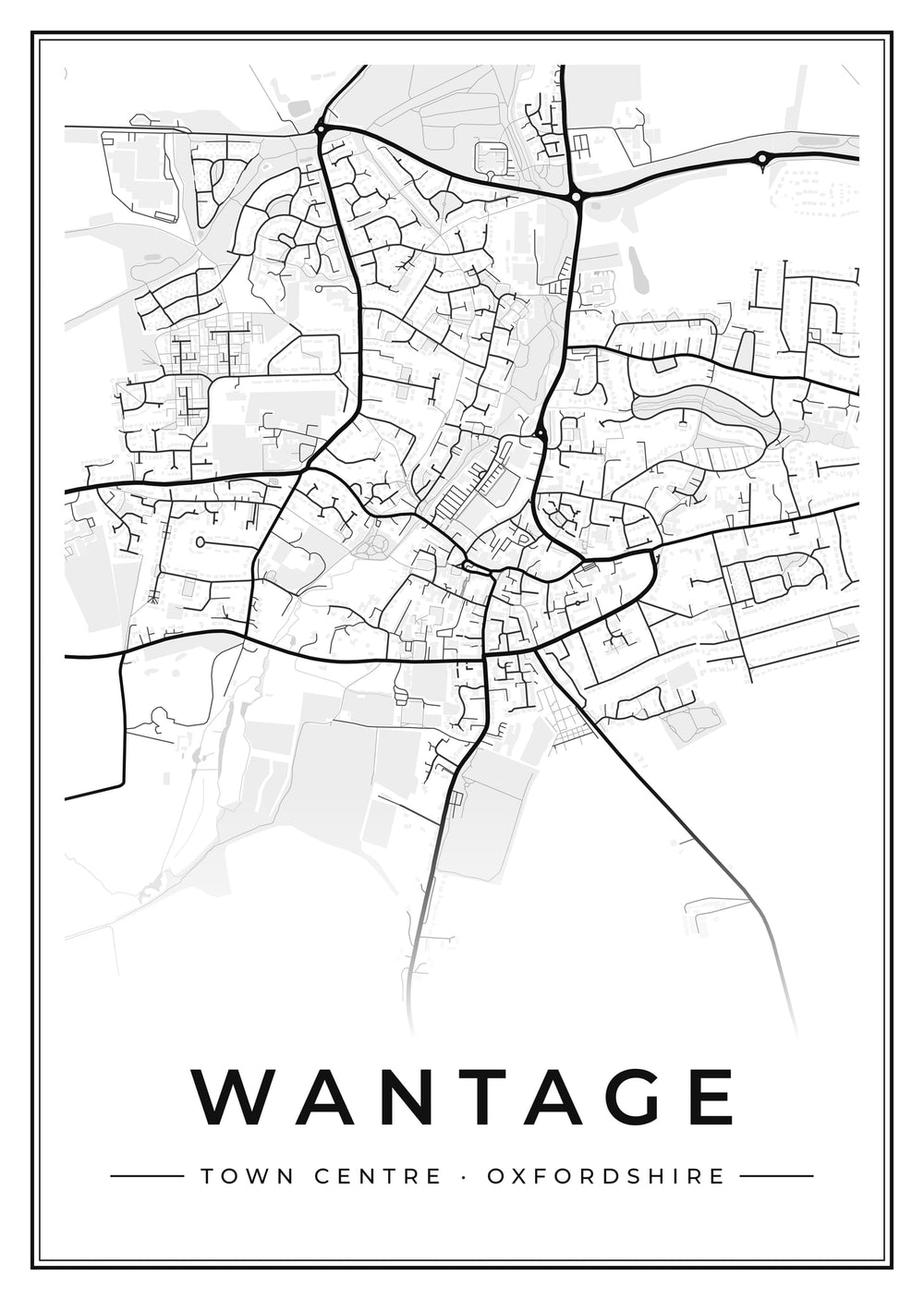 Wantage Town Centre Street Map Poster