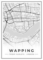 Street map poster of Wapping, Tower Hamlets, London