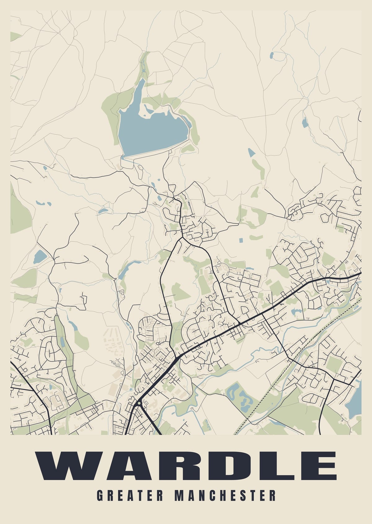 Street map poster of Wardle, Greater Manchester