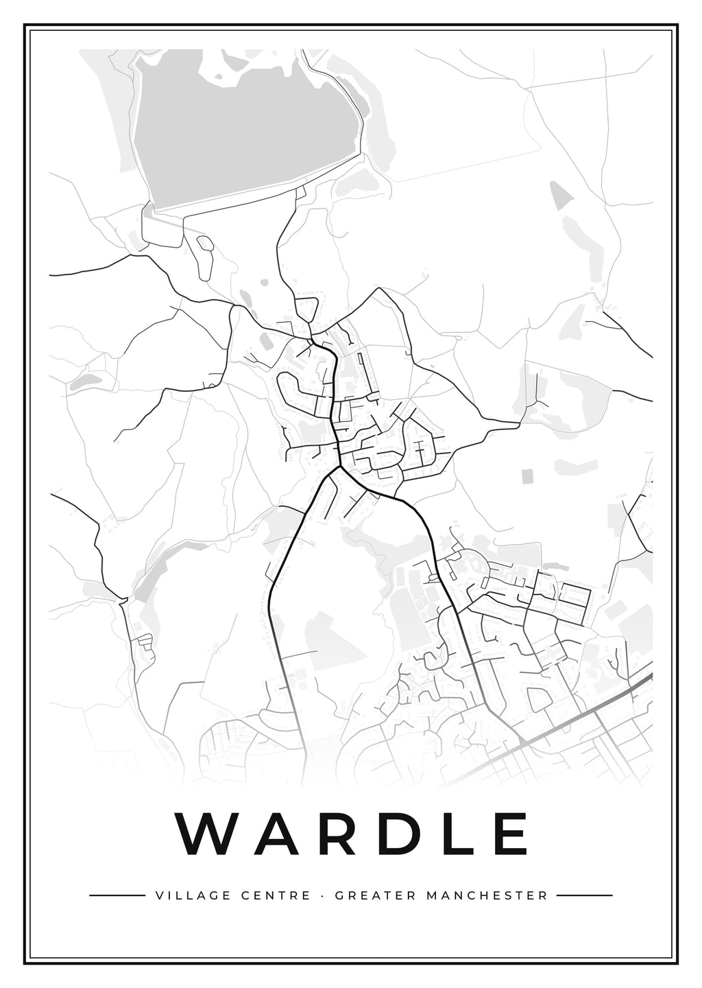 Street map poster of Wardle village centre, Greater Manchester