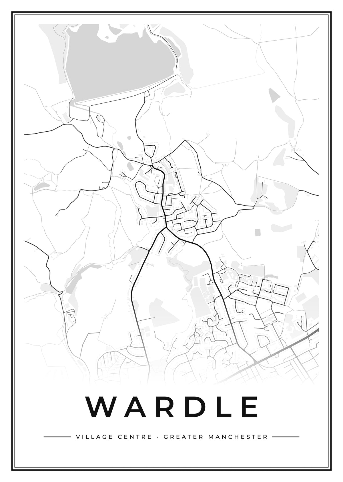 Street map poster of Wardle village centre, Greater Manchester