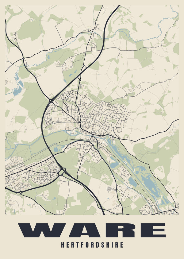 Ware Street Map Poster
