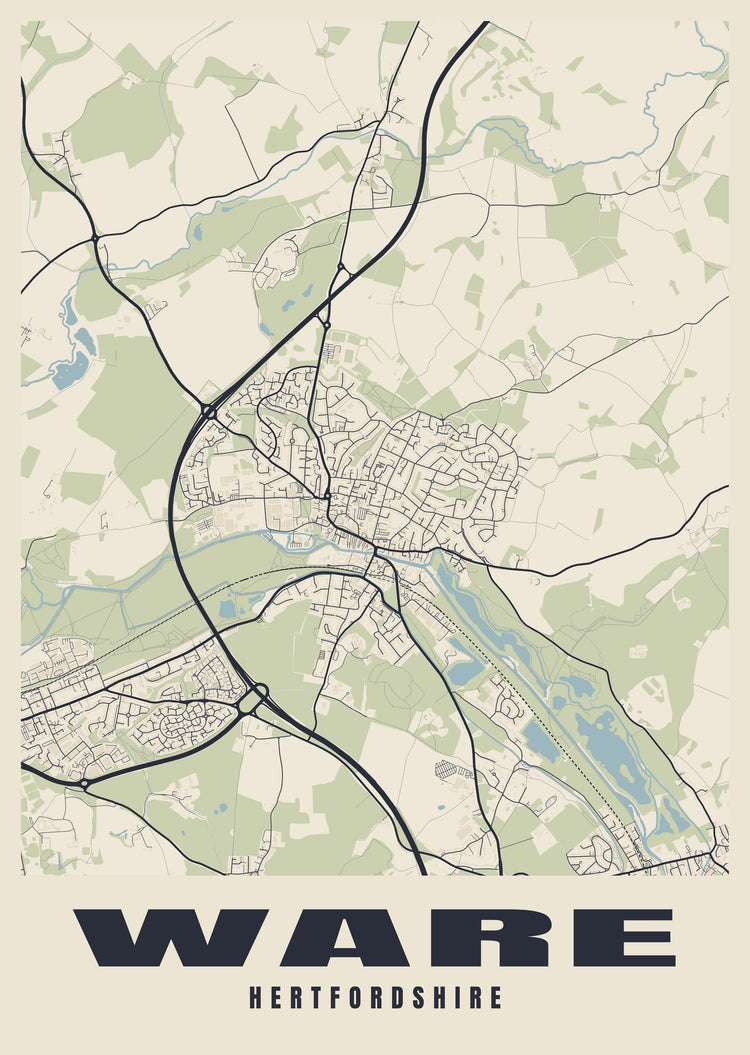 Ware Street Map Poster