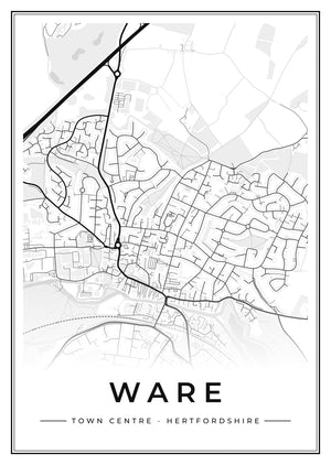 Ware Town Centre Street Map Poster