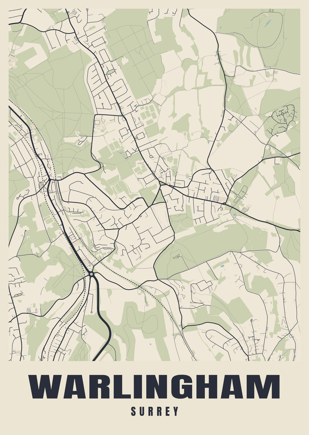 Street map poster of Warlingham, Surrey
