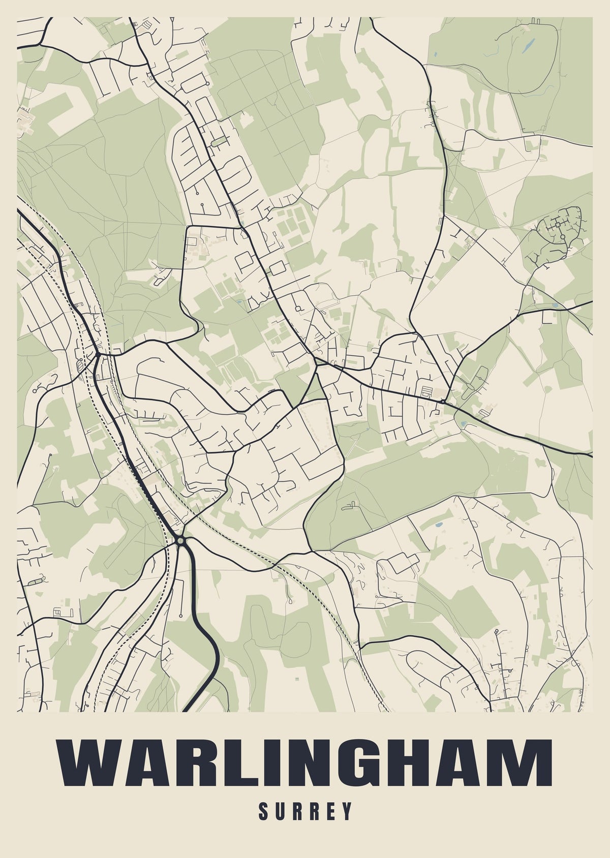 Street map poster of Warlingham, Surrey