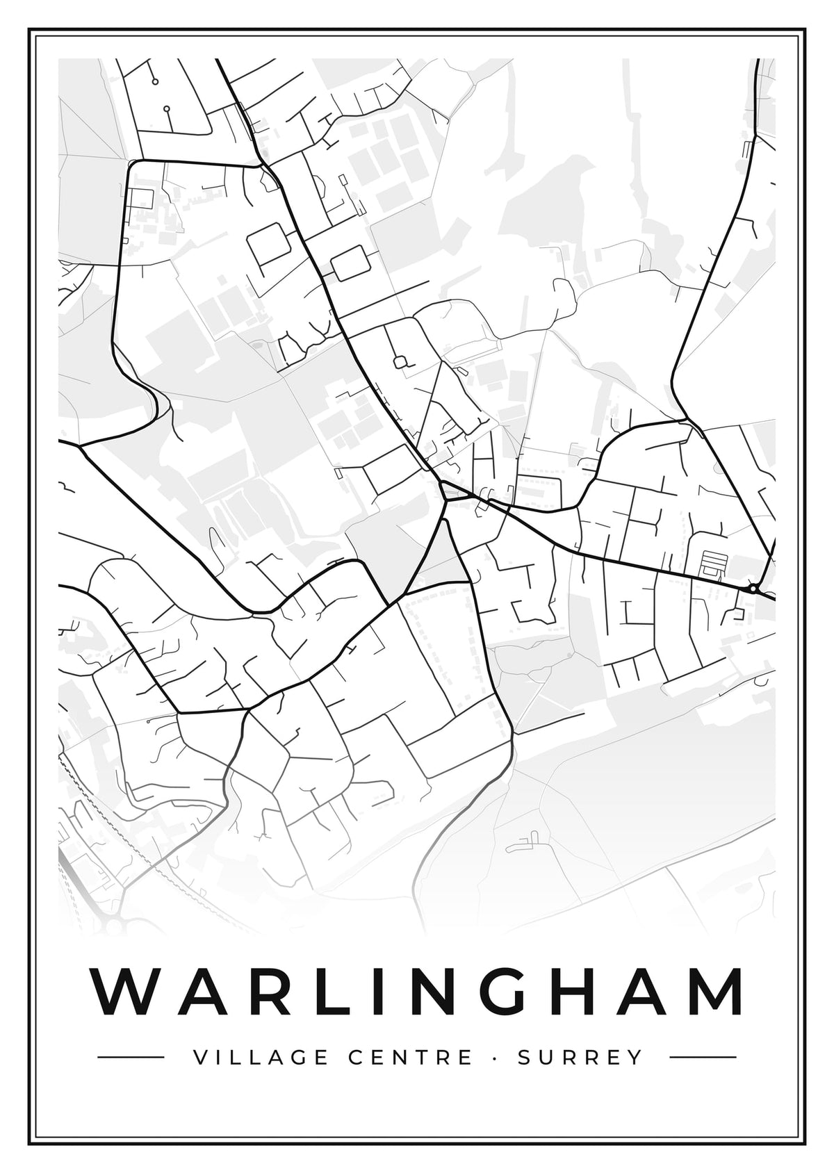 Street map poster of Warlingham village centre, Surrey