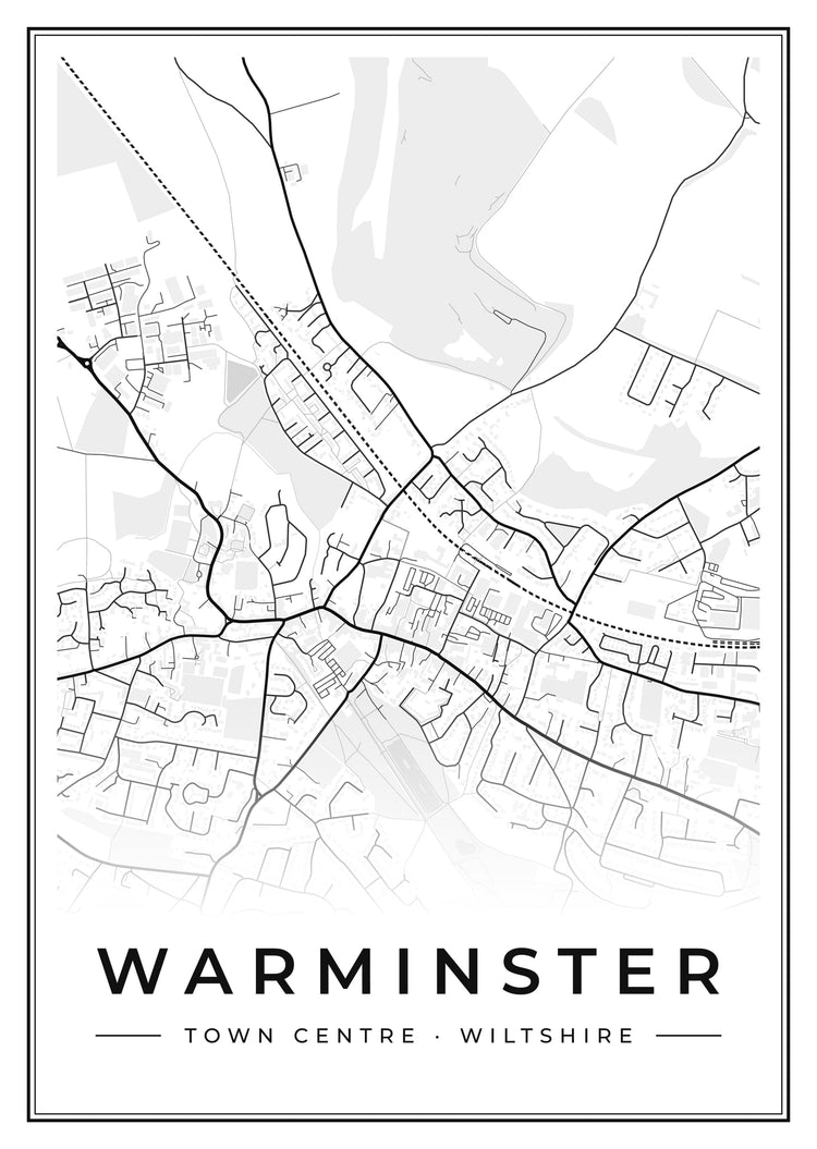 Warminster Town Centre Street Map Poster