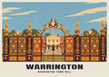Warrington Town Hall poster, Retro Railway style