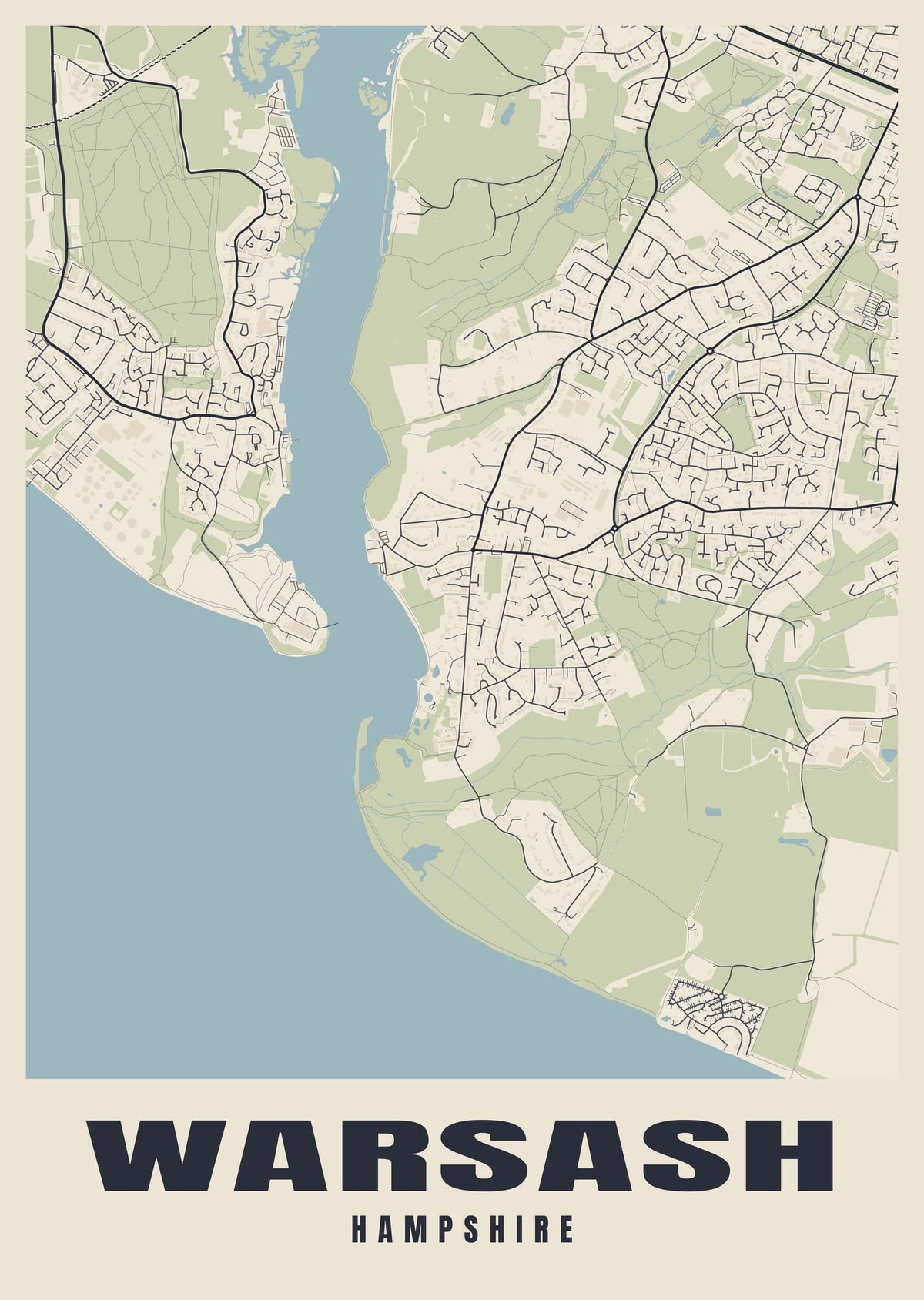Street map poster of Warsash, Hampshire