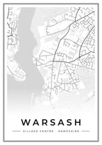 Street map poster of Warsash village centre, Hampshire