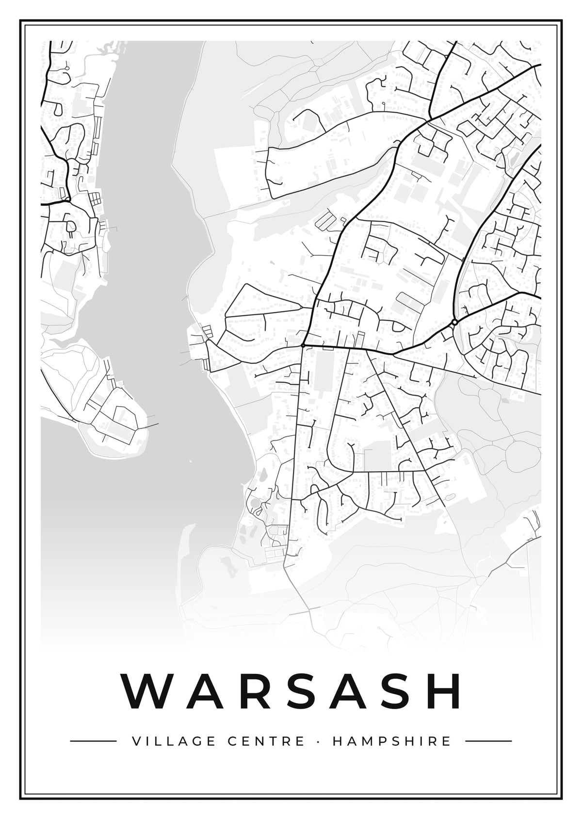 Street map poster of Warsash village centre, Hampshire