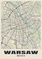 Street map poster of Warsaw, Mazovia