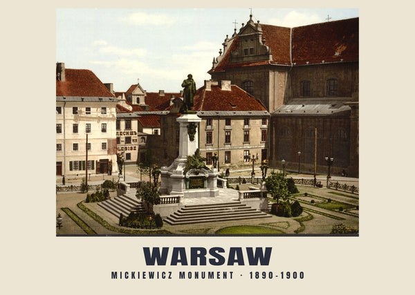 Mickiewicz Monument, Warsaw — 1890–1900 · Vintage photochrom print