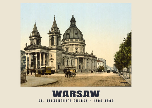 St. Alexander’s Church, Warsaw — 1890–1900 · Vintage photochrom print