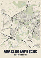 Street map poster of Warwick, Warwickshire