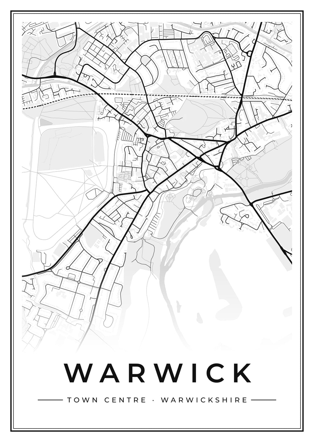 Street map poster of Warwick town centre, Warwickshire