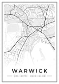 Street map poster of Warwick town centre, Warwickshire