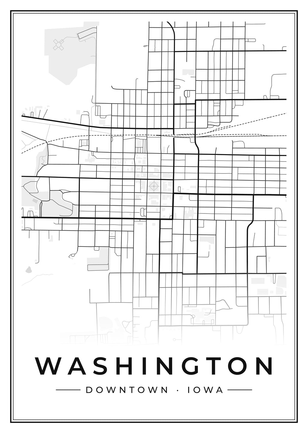 Street map poster of downtown Washington, Iowa