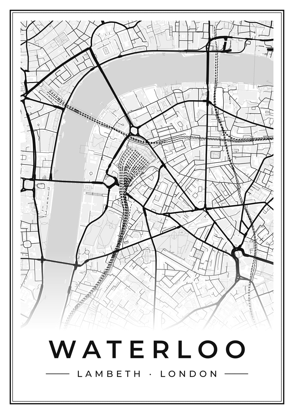 Street map poster of Waterloo, Lambeth, London