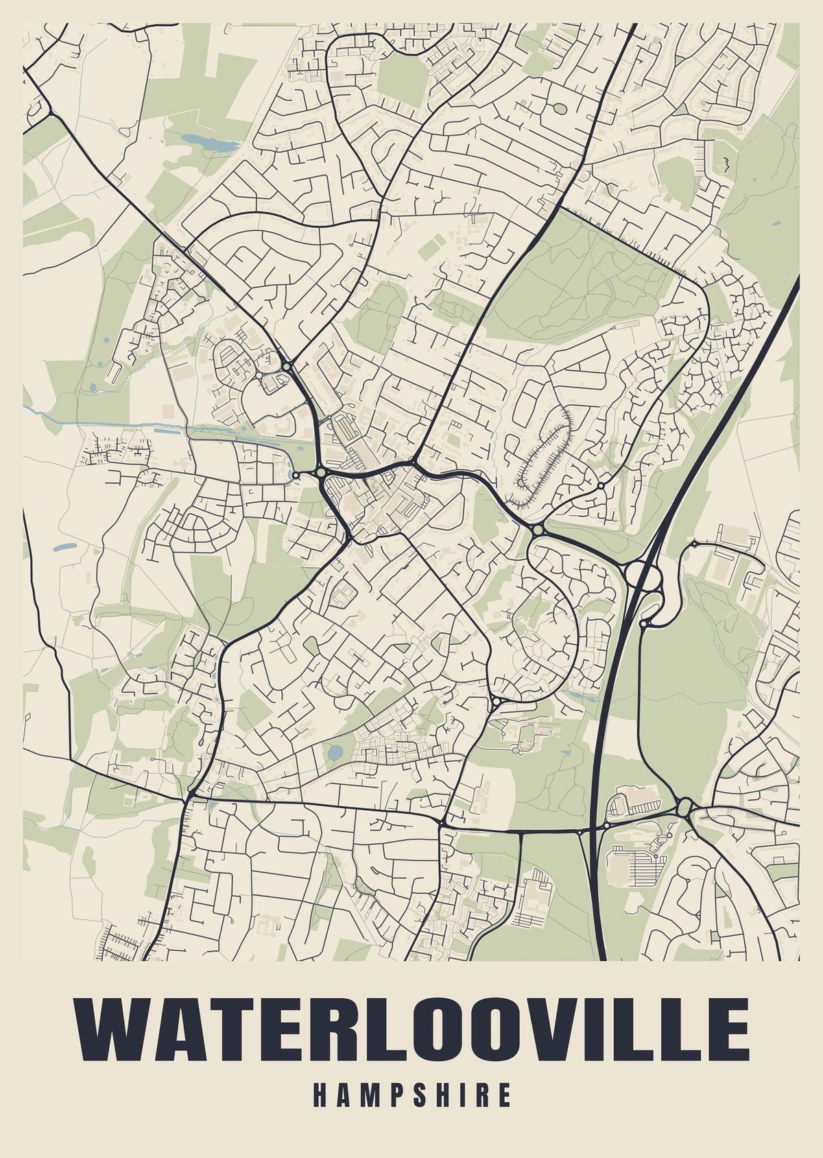 Street map poster of Waterlooville, Hampshire