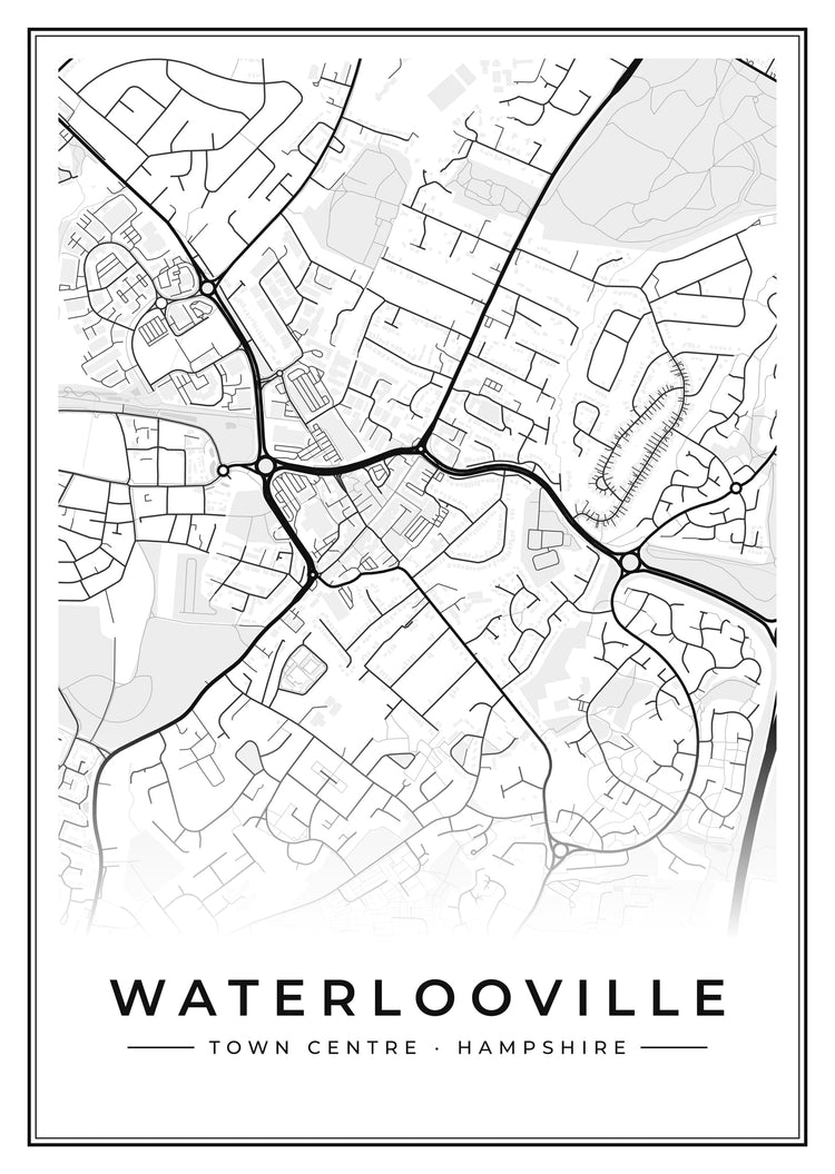 Waterlooville Town Centre Street Map Poster